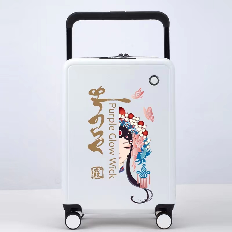 Factory customized ABS+PC luggage maleta 20 pulgada na may malawak na trolley at USB charger mute wheels outdoor travel bag