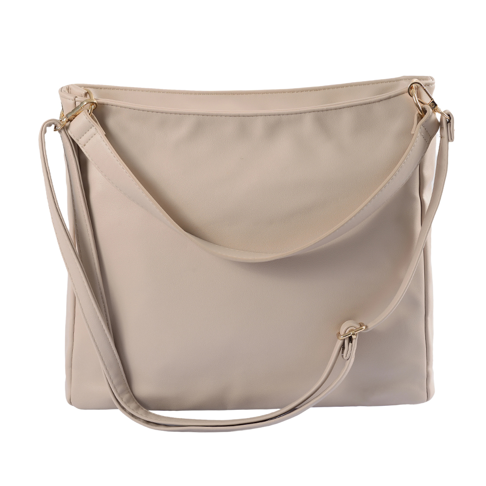 soft leather women handbag adjustable strap polyester lining