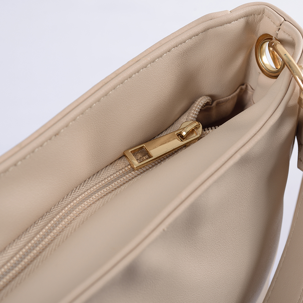 soft leather women handbag adjustable strap polyester lining