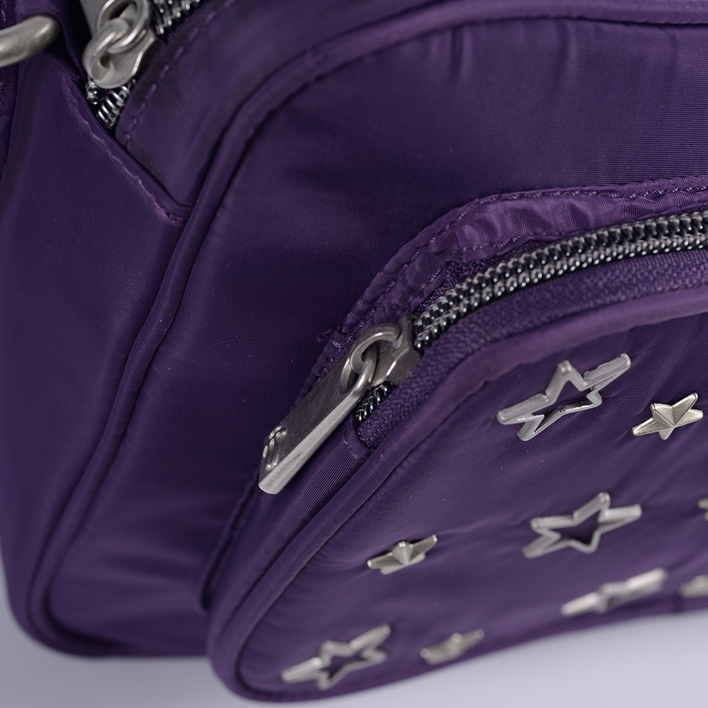 factory custom na disenyo adjustable strap unsex crossbody bag square shape metal accessories palamuti