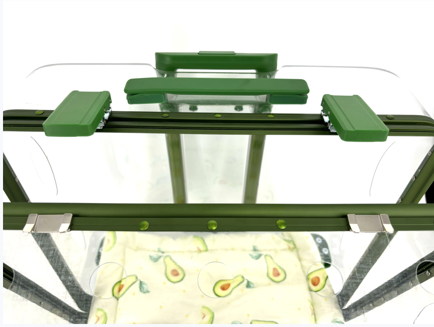 high-end na transparent PC square shaped pet carrier trolley outdoor travel case