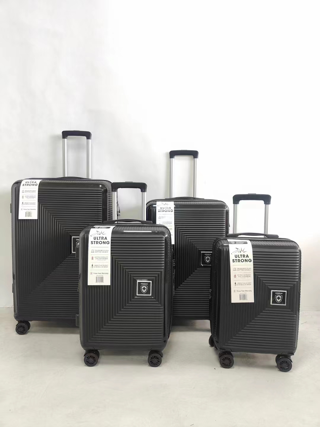 4 pcs PP polypropylene trolley luggage travelling maleta sets manufacturer custom