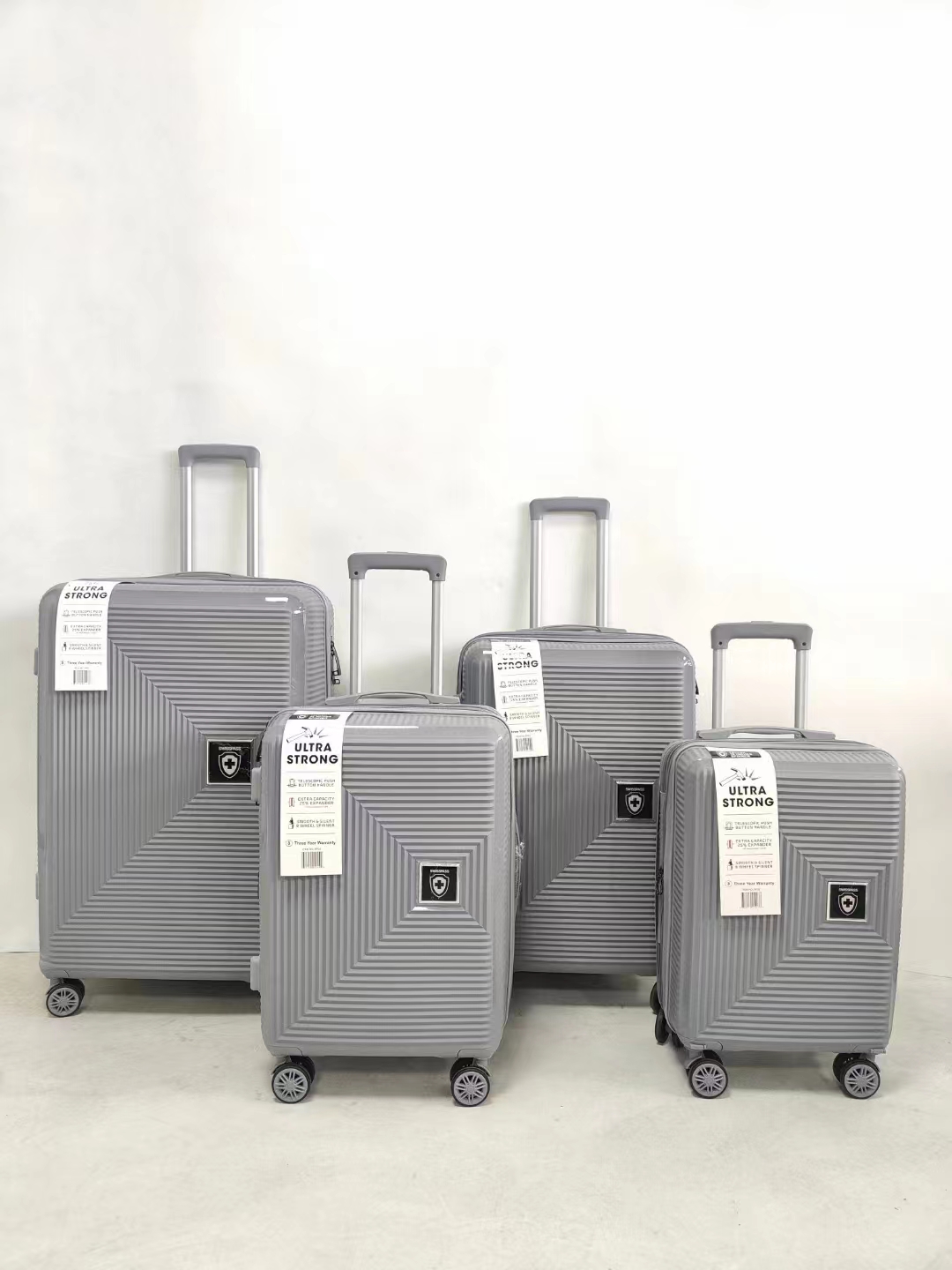 4 pcs PP polypropylene trolley luggage travelling maleta sets manufacturer custom