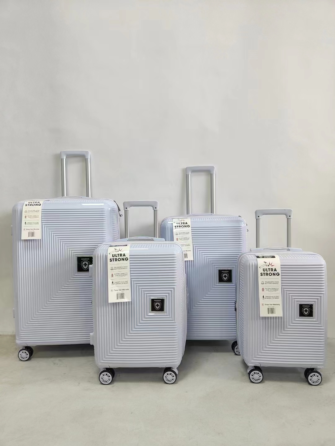 4 pcs PP polypropylene trolley luggage travelling maleta sets manufacturer custom