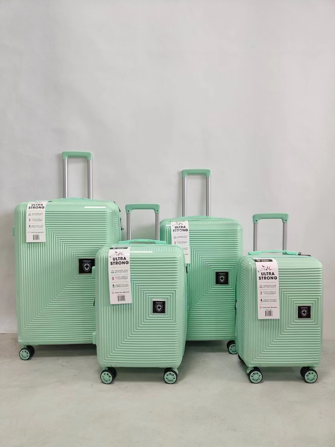 4 pcs PP polypropylene trolley luggage travelling maleta sets manufacturer custom