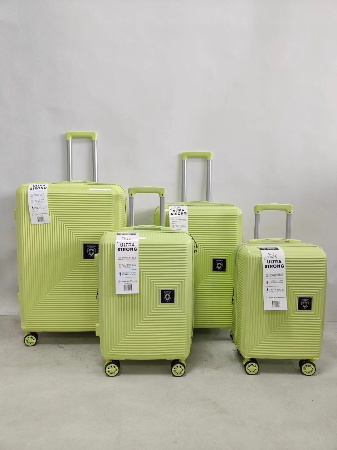 4 pcs PP polypropylene trolley luggage travelling maleta sets manufacturer custom