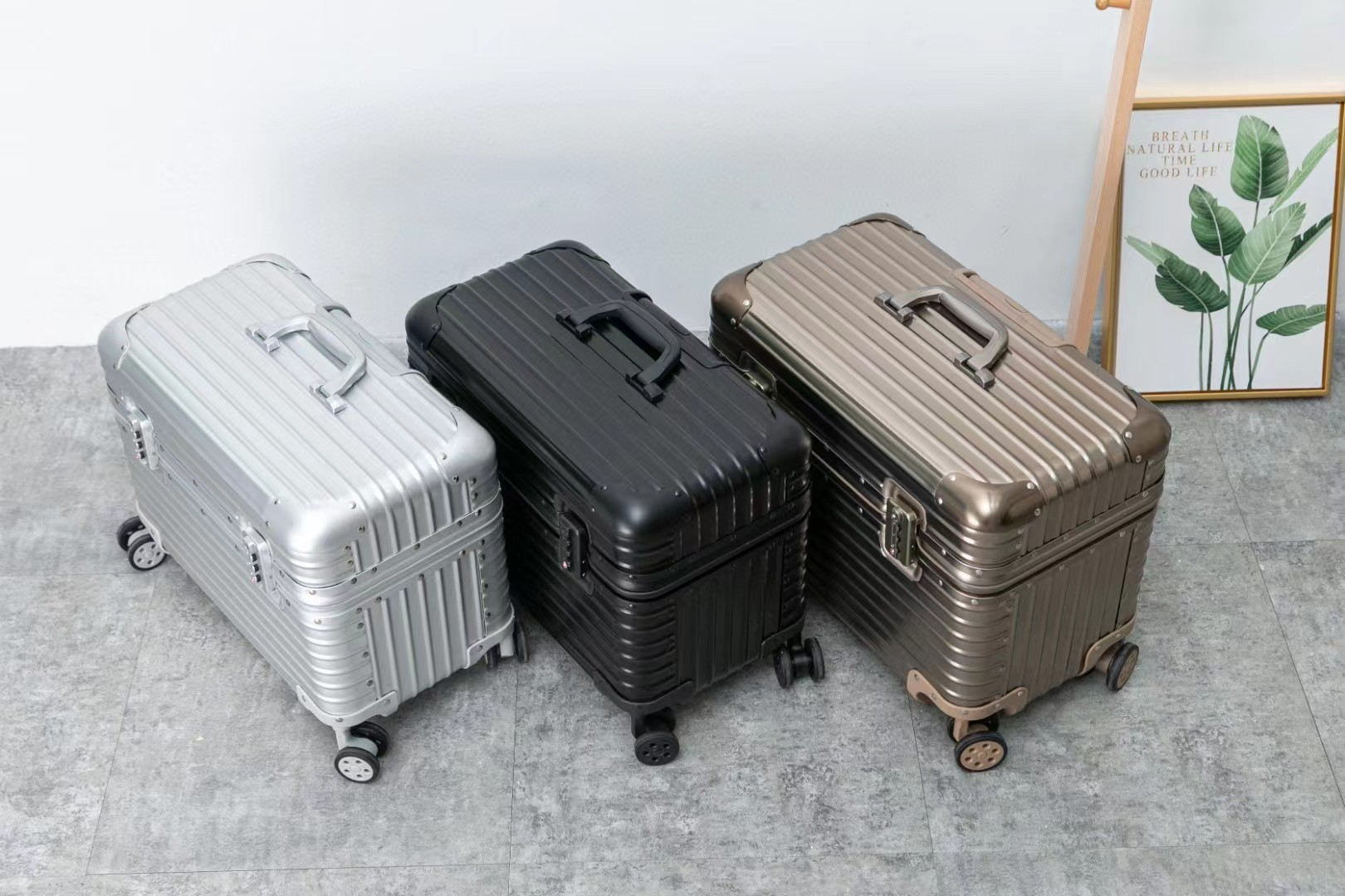 18 pulgada mataas na kalidad na aluminum trolley luggage maleta security combination lock portable case para sa business trip