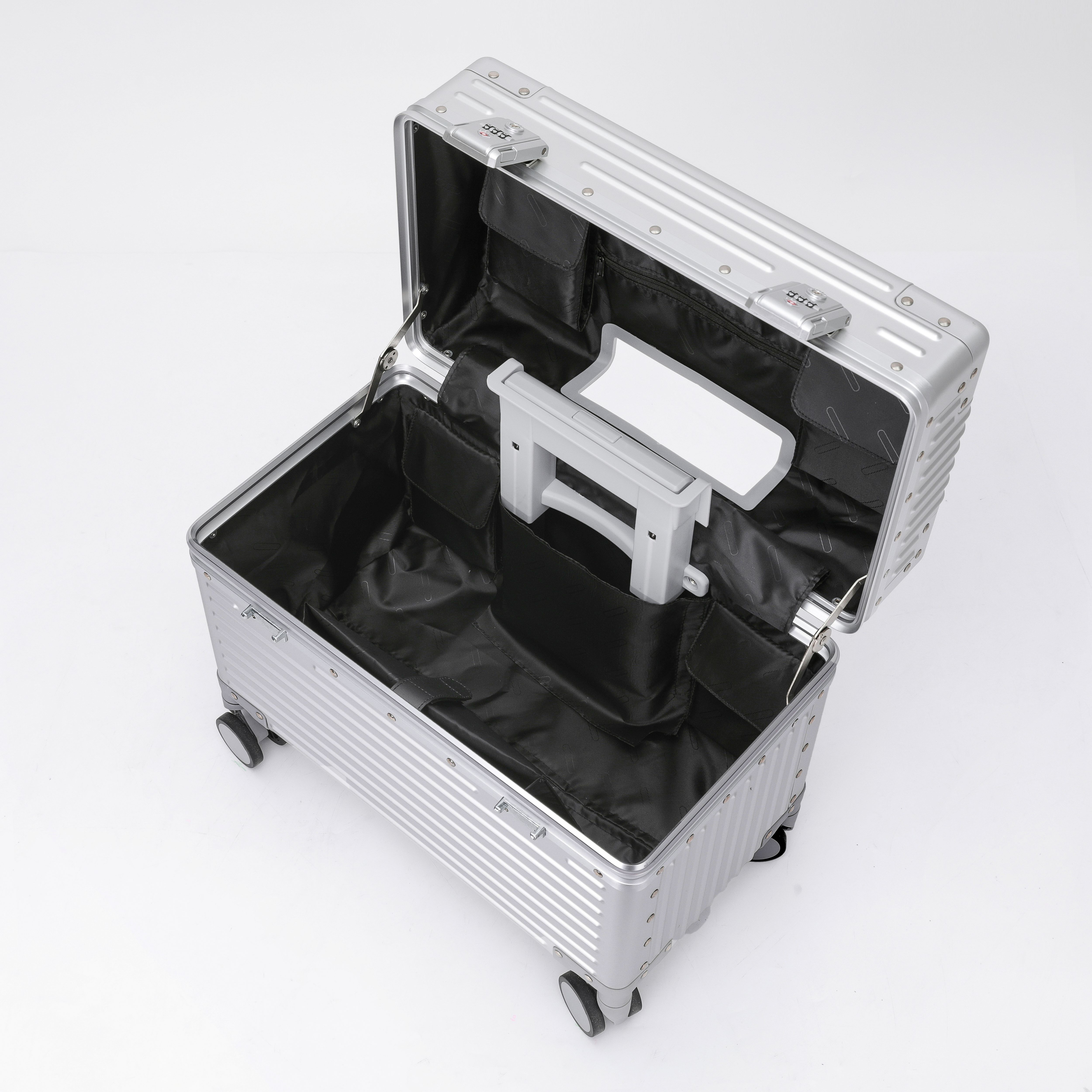 Fashion Matel Magnesium at aluminum trolley travelling luggage maleta multifunctional sa loob ng bulsa